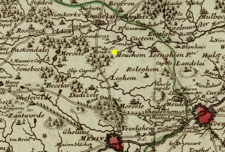 J. Harrewijn. Carte particulire des environs de Menin, Courtrai, Ypre, Dixmude et Deynse, 1712.