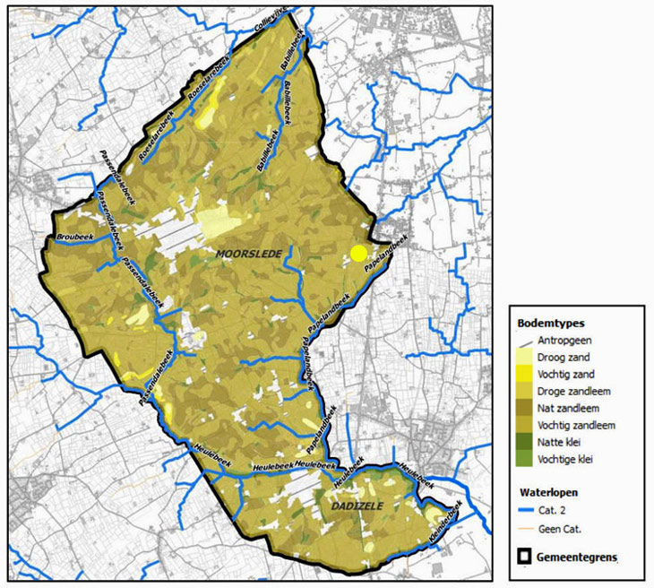 Bodemkaart van de gemeente Moorslede. 
