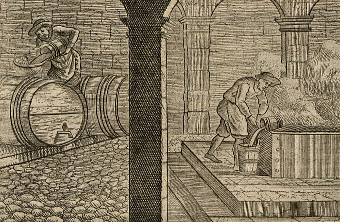 Bierbrouwerij. Ets, 1695. (Dresden, Deutsche Fotothek & PICRYL © Public Domain)