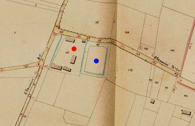De omwalde Gasthuishoeve op de Atlas der Buurtwegen, 1843-1845 (Bron: Geopunt/KBR)