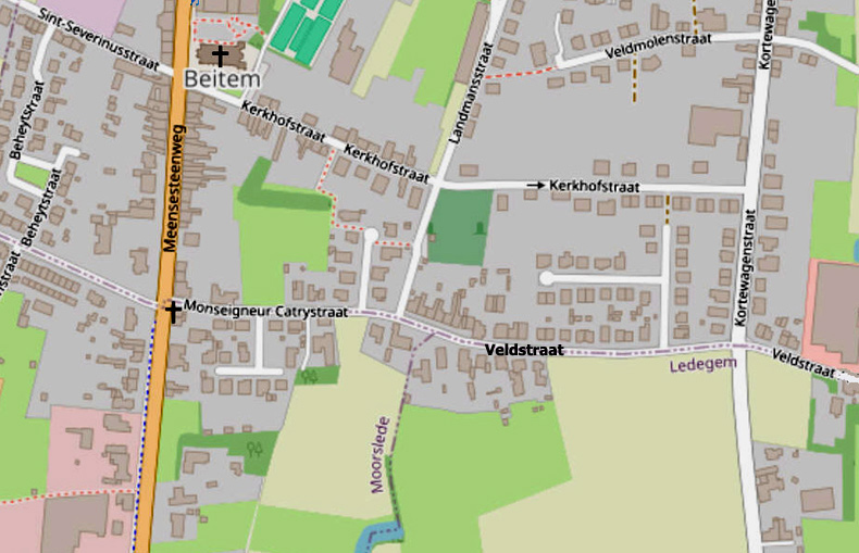 De Mgr. Catrystraat (Open Street Map).