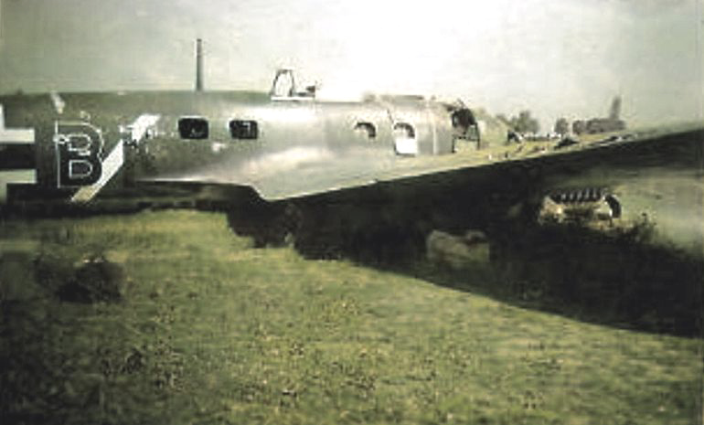 Het wrak van de Duitse bommenwerper in 1940
