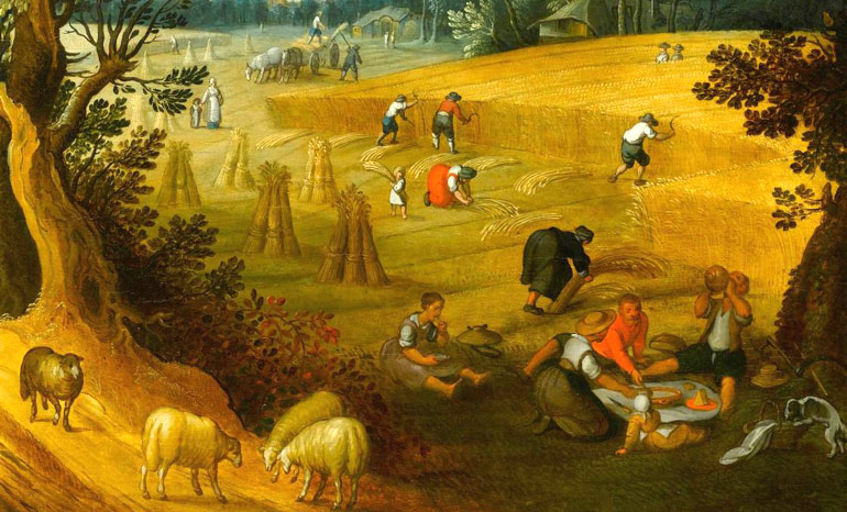 De oogst in de zomer. Abel Grimmer, begin 16de eeuw (Priv-collectie).