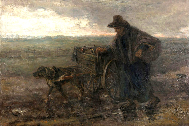 Visverkoopster met hondenkar. Jozef Israëls, 1892.