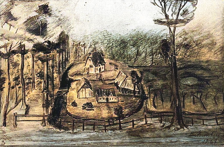 Muurschildering in de Gasthuishoeve. Marcel Verstraete, 1952.