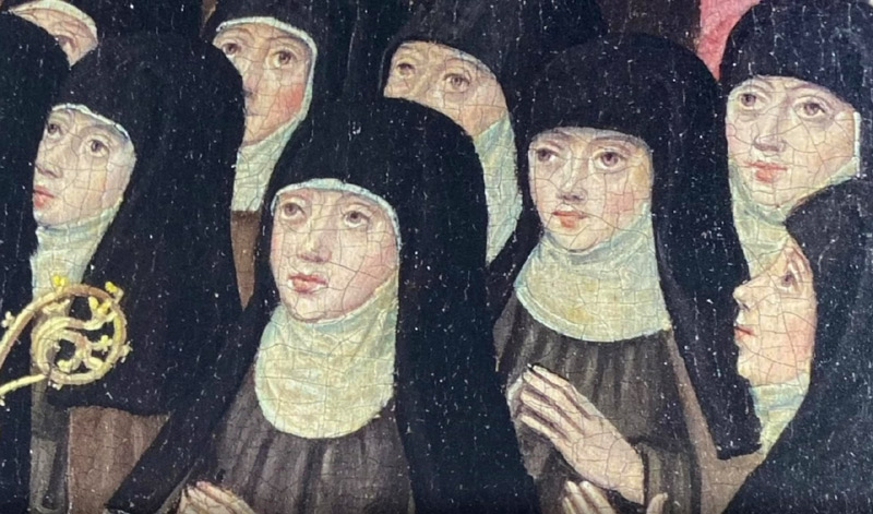 Groep biddende nonnen. De Meester van Liesborn, 14de eeuw (Bron: Zrich, Schweizerisches Nationalmuseum)