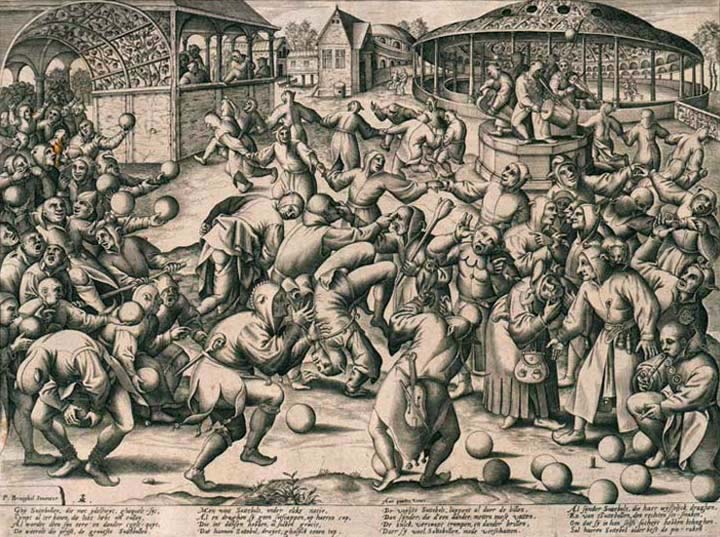 Narrenfeest. ca. 1570. Bruegel de Oude. Ets. Londen, B.M.