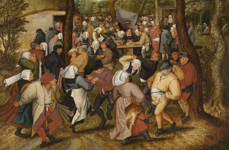 Dorpsgezicht met dansende boeren. Pieter Brueghel de Jonge, 1610 (Bron: Wikimedia).