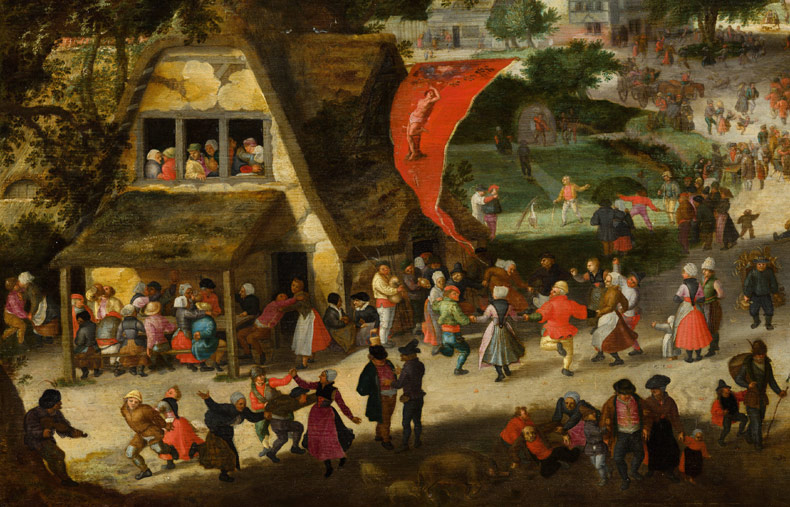 De Sint-Sebastiaanskermis in een Vlaams dorp. Jacob Savery de Oude, 1598 (Bron: Wikimedia).