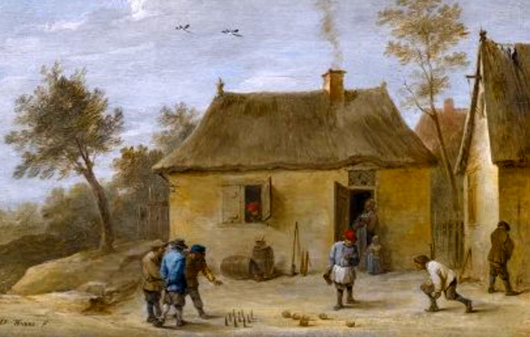David Teniers de Jonge. Landschap met kegelaars, 1645  (Bron: Wikimedia).